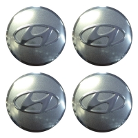 Наклейки на колпаки, диски НАКЛЕЙКИ HYUNDAI 56мм сфера металл серебро хром