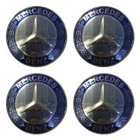 Наклейки на колпаки, диски НАКЛЕЙКИ MERCEDES 65мм сферические линза синие АЛ1938