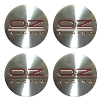 Наклейки на колпаки, диски НАКЛЕЙКИ OZ RACING 50мм металл серебро с красным АЛ2017