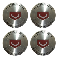 Наклейки на колпаки, диски НАКЛЕЙКИ VOSSEN 65мм сфера метал с красным лого АЛ2407
