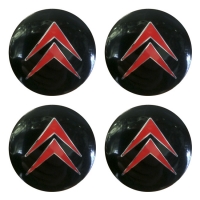 Наклейки на колпаки, диски НАКЛЕЙКИ CITROEN 56мм сфера черные с красным лого АЛ2400