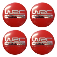 Наклейки на колпаки, диски НАКЛЕЙКИ WRC 56мм сфера металл красные хром АЛ2441