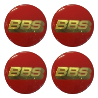 Наклейки на колпаки, диски НАКЛЕЙКИ BBS 65мм сферические линза красные с золотом АЛ2459