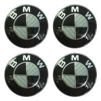 Наклейки на колпаки, диски НАКЛЕЙКИ BMW 65мм сферические линза черно белые карбон АЛ2456