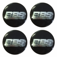 Наклейки на колпаки, диски НАКЛЕЙКИ BBS 70мм сферические линза черные хром лого АЛ2772