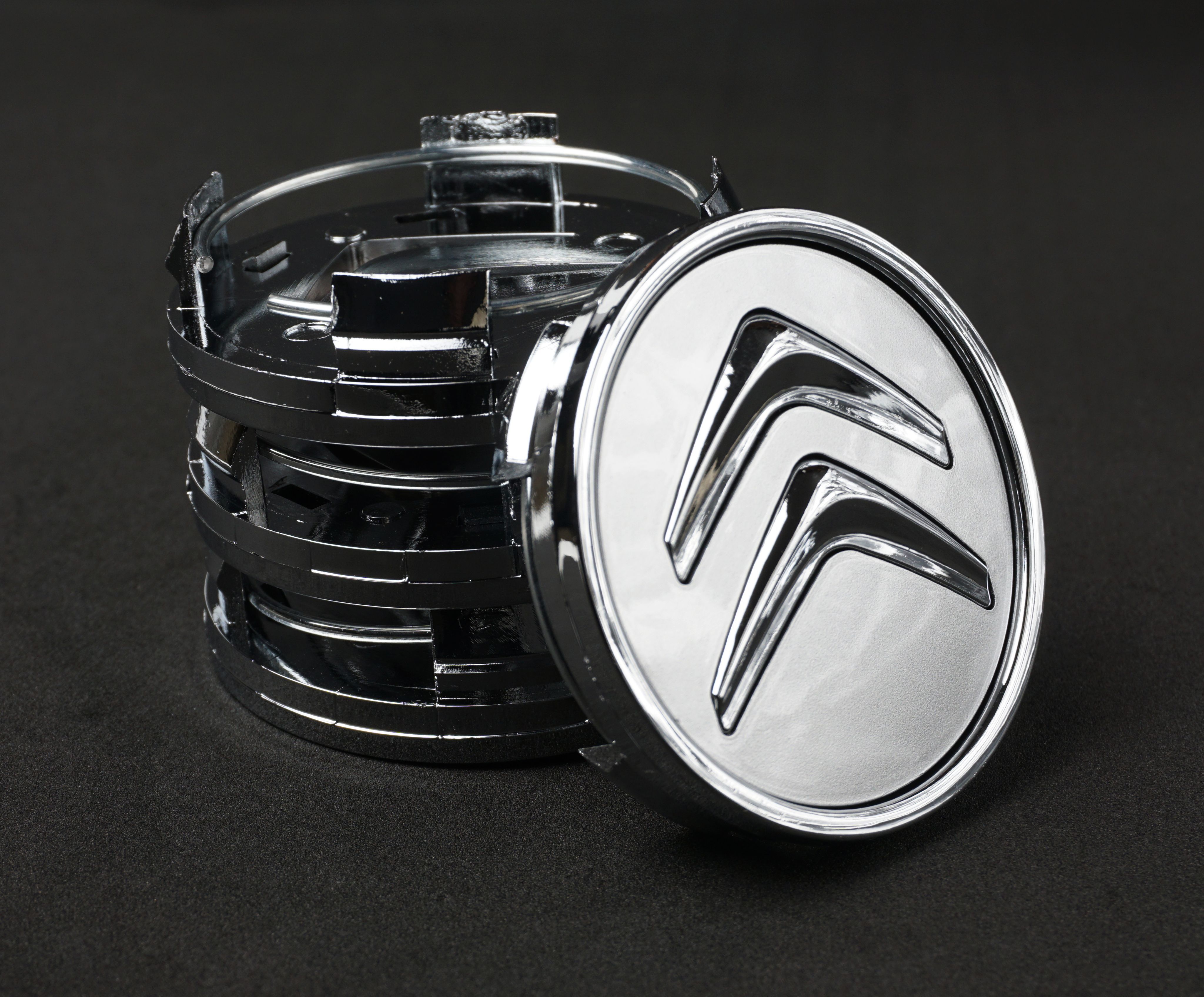 Колпачки заглушки на литые диски c логотипом СИТРОЕН СЕРЕБРО (OEM 9670585977), 60-57-9, 4 шт