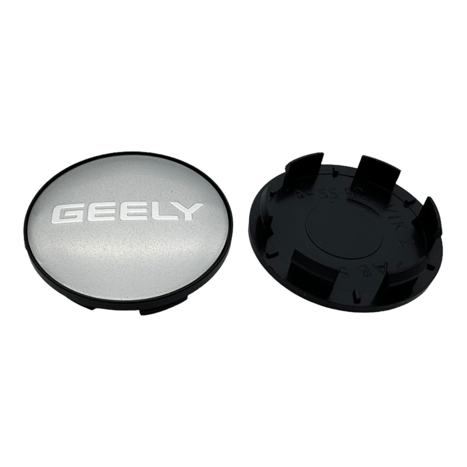 Колпачки заглушки на литые диски GEELY серебристый KиК ,RAPID 63/55/9, 4 колпачка