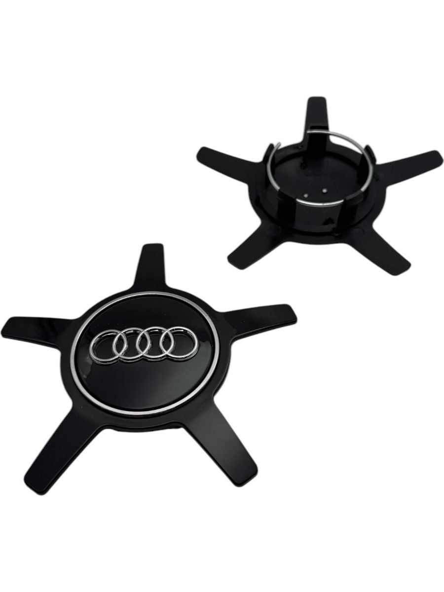 Колпачки заглушки на литые диски c логотипом АУДИ звезда черный, 140/55/20