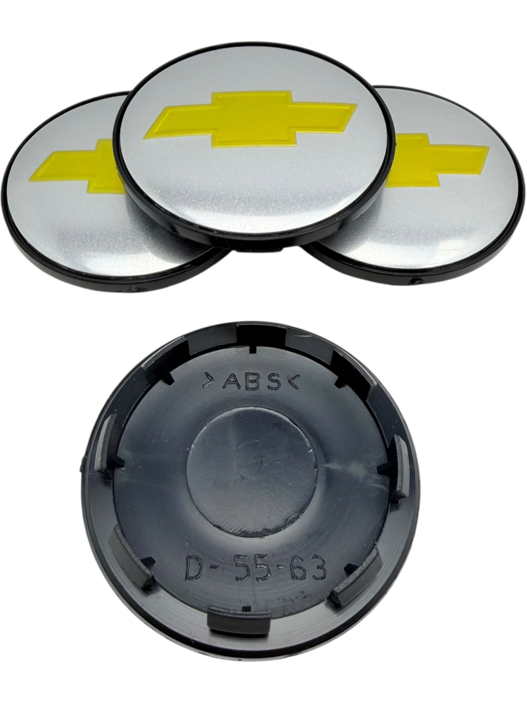 Колпачки заглушки на литые диски Шевроле серебро (Chevrolet ) КиК,RAPID 63/55/9, 4 колпачка