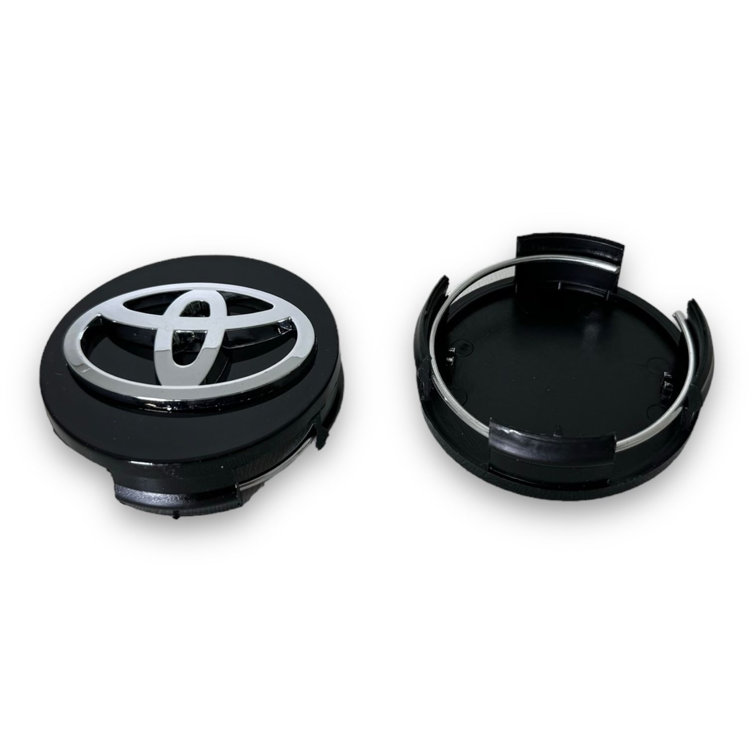 Колпачки заглушки на литые диски c черным логотипом Тойота АЛ1917 - 62/60/12, 4шт