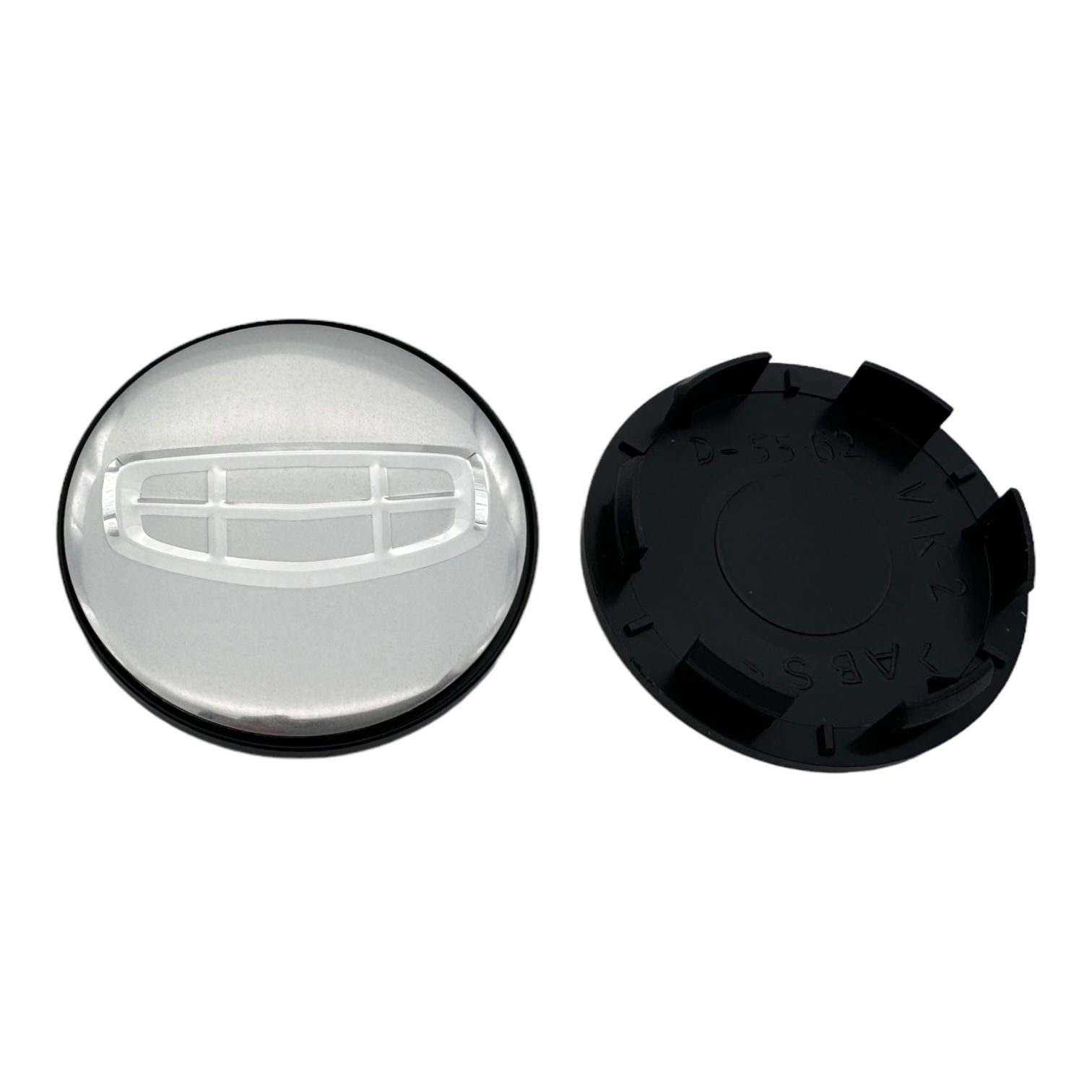 Колпачки заглушки на литые диски GEELY NEW серебристый KиК ,RAPID 63/55/9, 4 колпачка