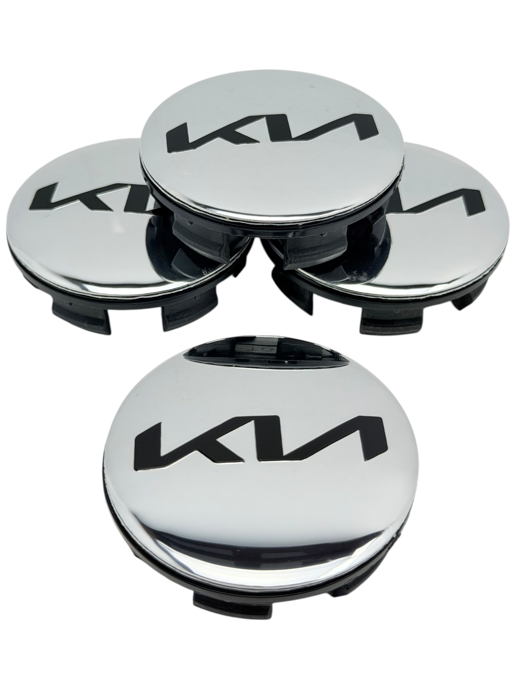 Колпачки заглушки на литые диски c логотипом KIA new хром 60-54-13, 4 колпачка