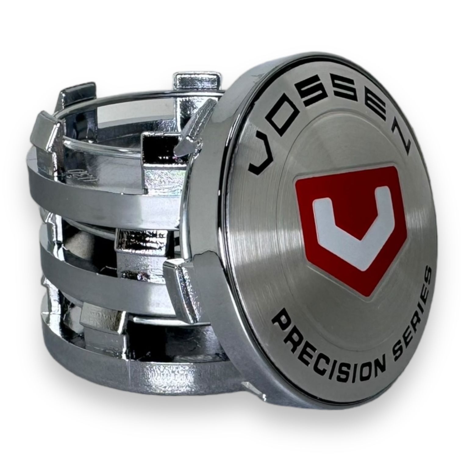 Колпачки заглушки на литые диски VOSSEN серебро с красным 60/56/9, 4 колпачка