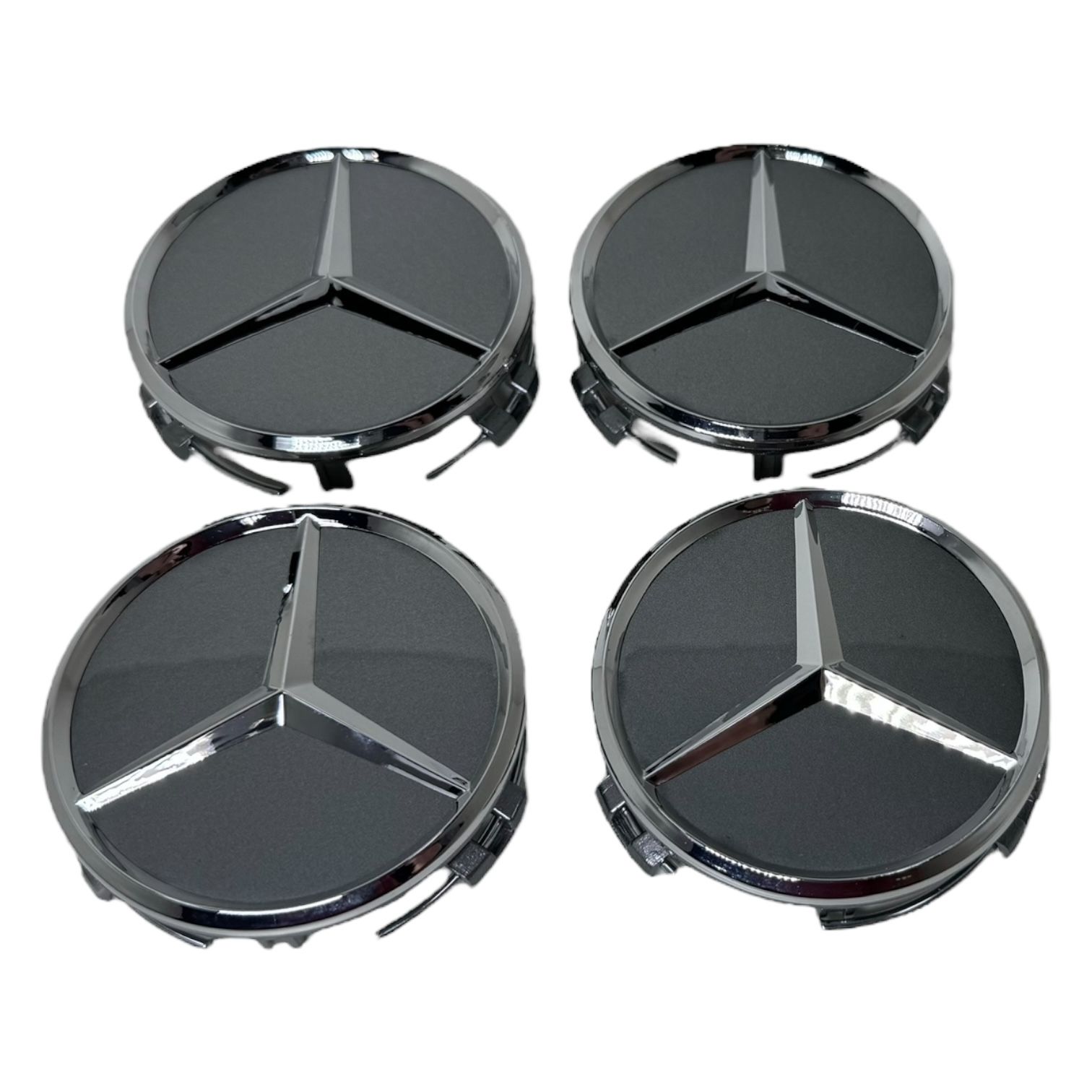 Колпачки заглушки на литые диски c логотипом Мерседес графит Al2807 - 75/70/14, 4 колпачка